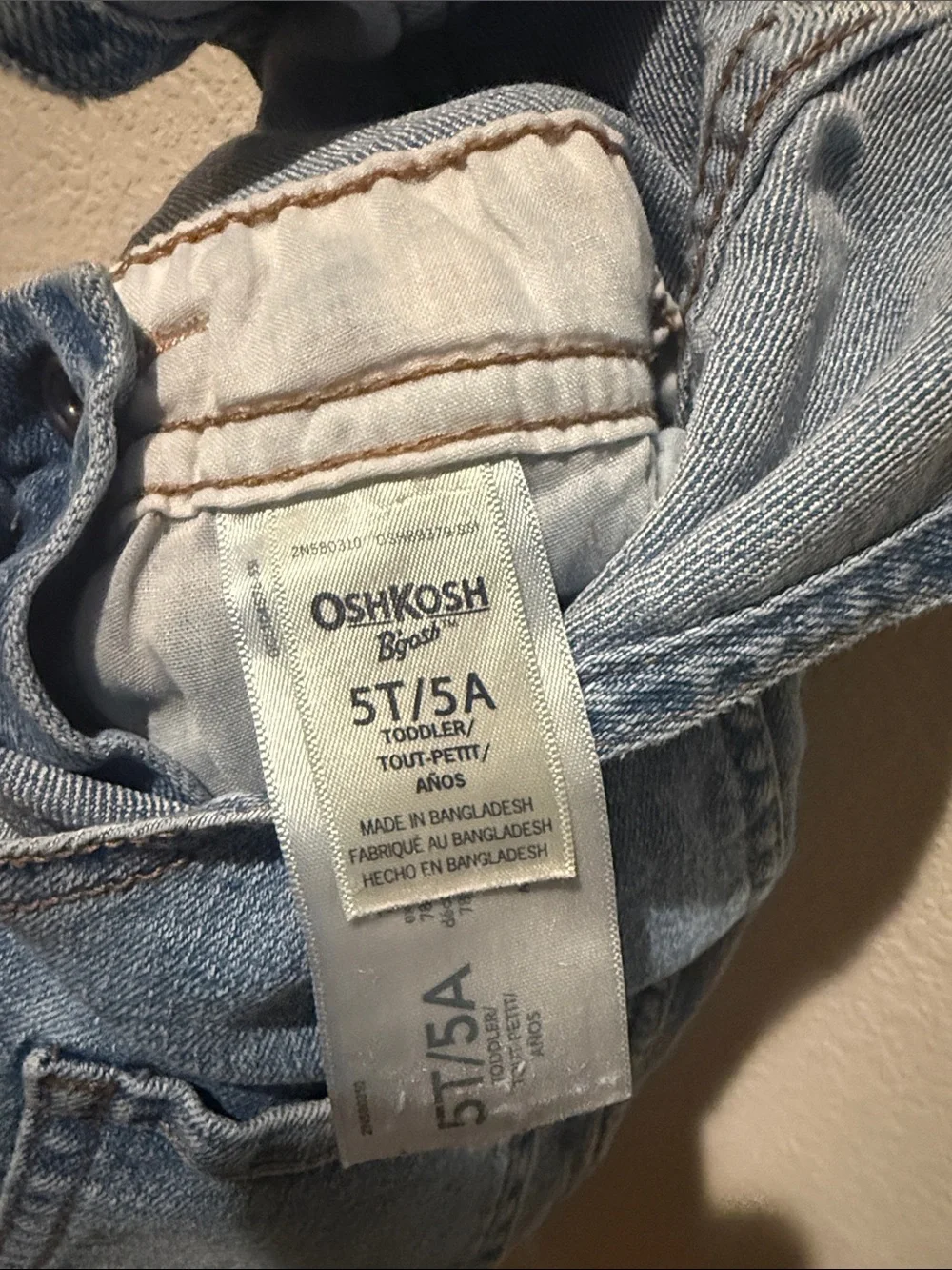 OshKosh Light Wash Denim Overalls 5T- Blue